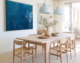 Impresión de arte abstracto moderno azul, gran obra de arte contemporáneo, decoración de pared, pintura al óleo azul marino, Lush House 210