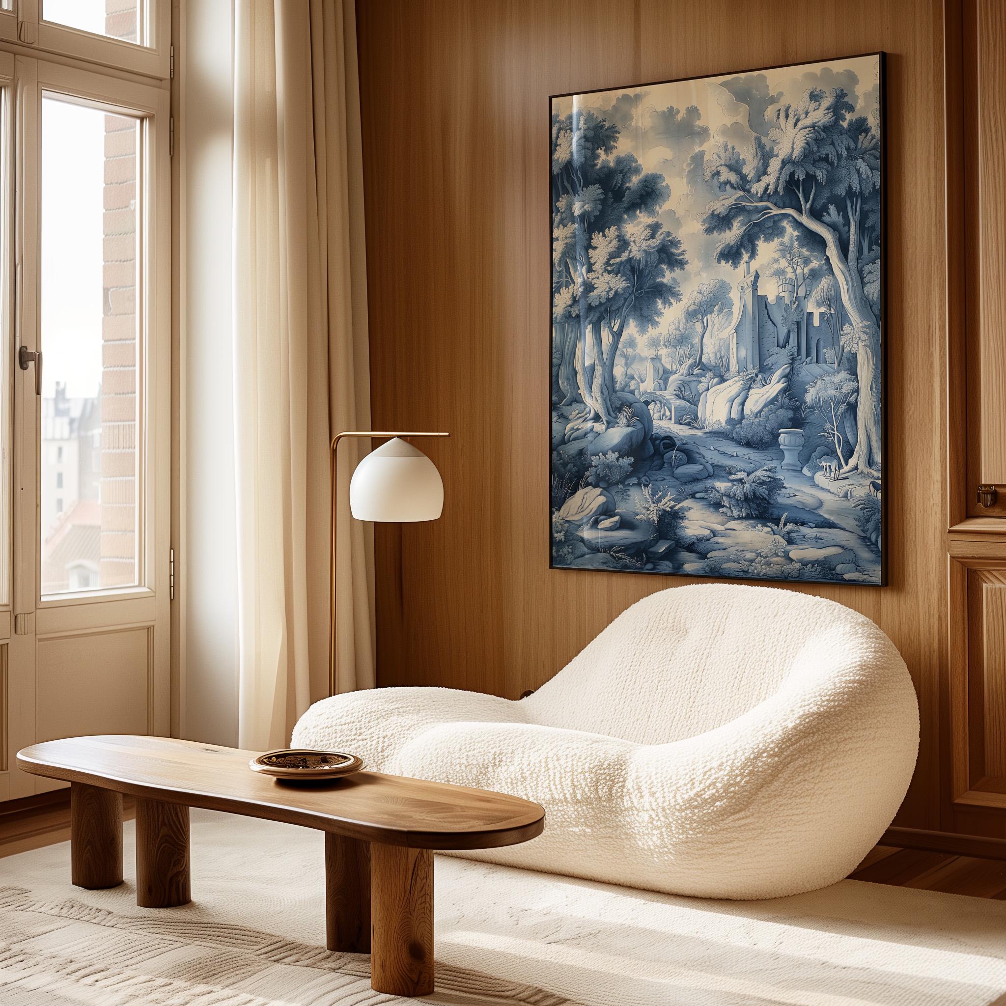 Vintage Blue Chinoiserie Landscape Art Print Set (3 of 3) - Etsy