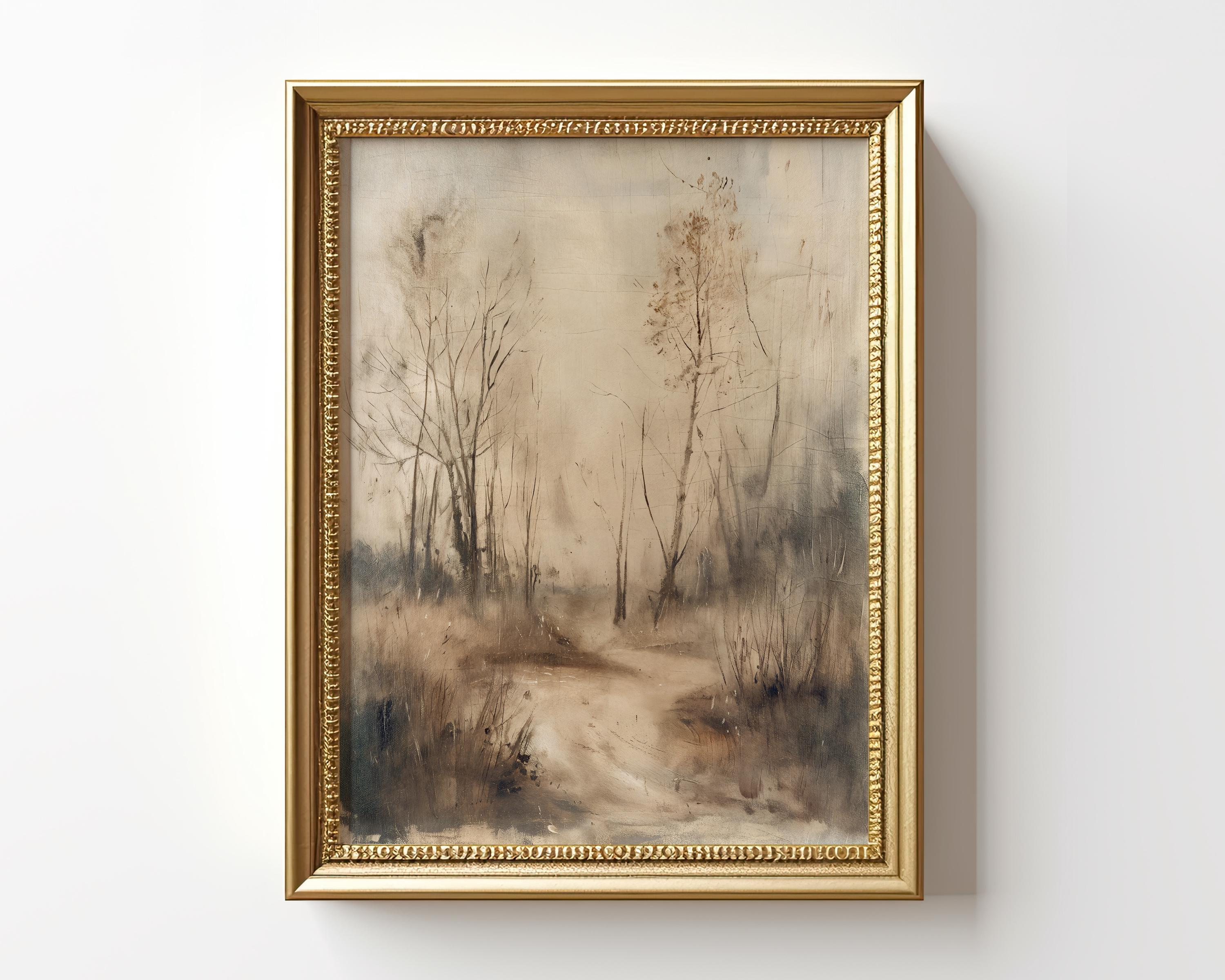 Vintage Neutral Landscape Painting Forest Path, Vintage Art Prints ,, Antique Wall Art Prints, Vintage Wall Print,  Print 366