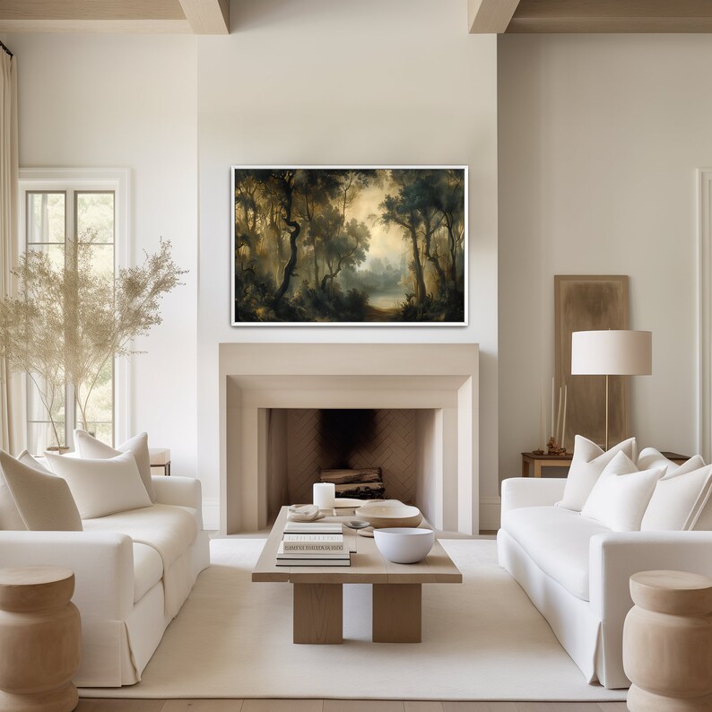 Vintage Moody Landscape Oil Painting Framed Canvas Wall Art Print Large ...