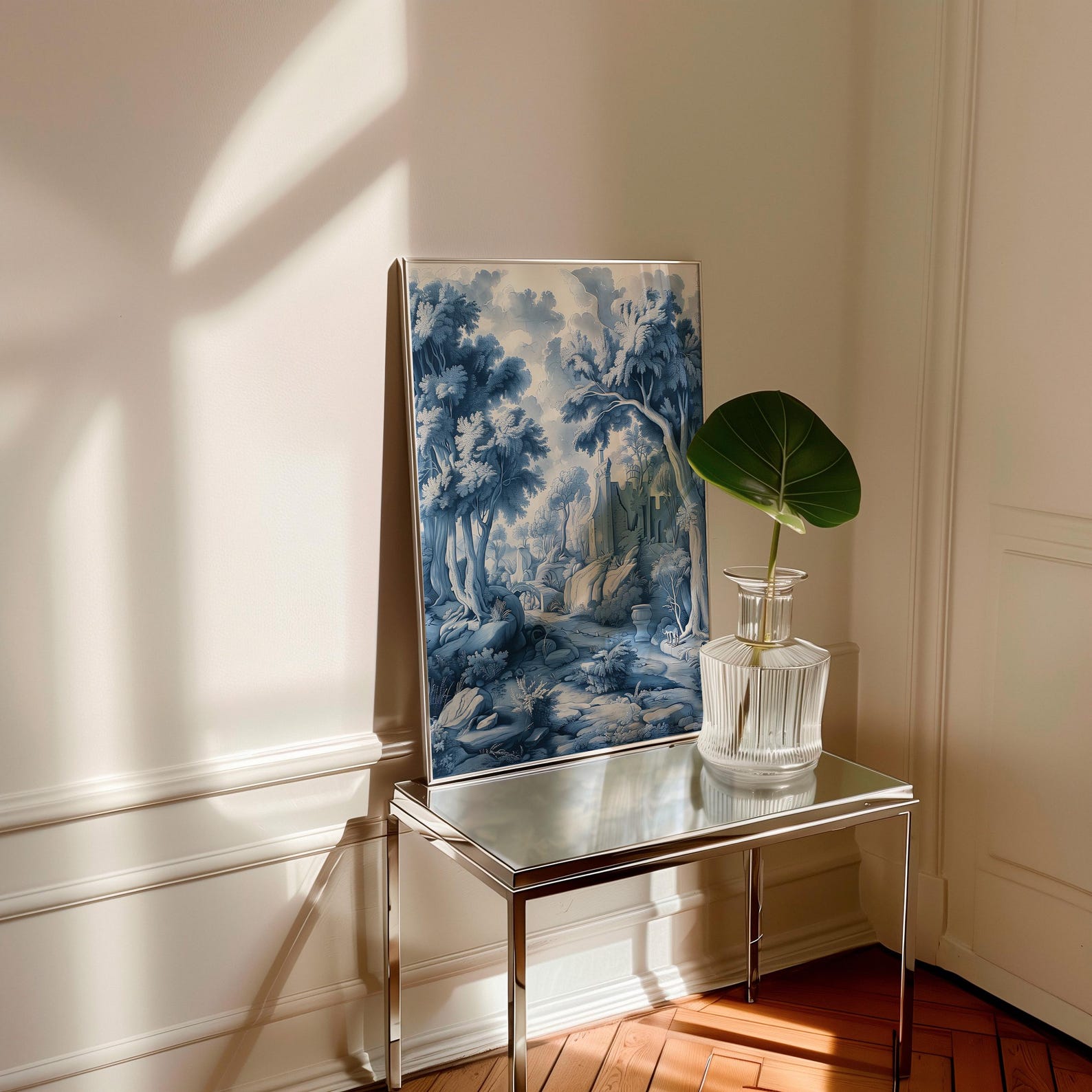Vintage Blue Chinoiserie Landscape Art Print Set (3 of 3) - Etsy
