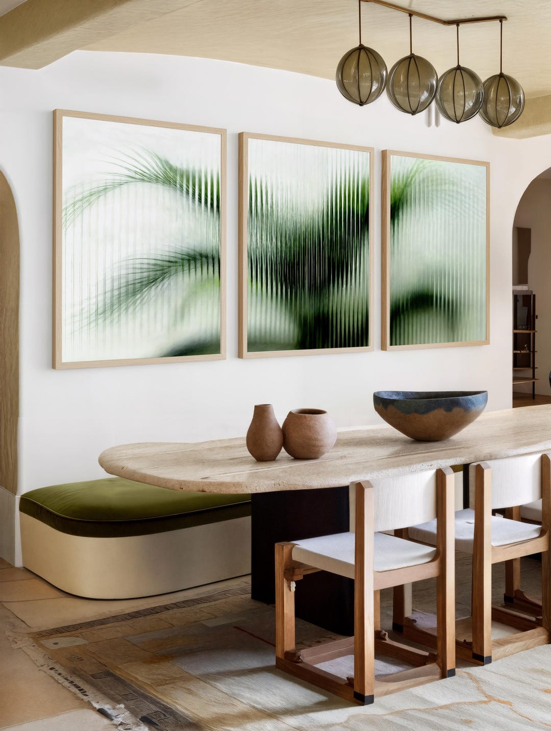 Abstract Palm Tree Print Set of Three: Tropical Boho 3 Piece Wall Art ...
