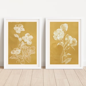 Vintage Floral Painting Set of 2 Prints, Two Prints, Gallery Wall Set, Pop Art, Abstract Art, Diptych Art Gallery Set Wall Decor 343
