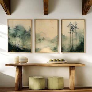 Japanese Wall Art Set of 3 Prints, Vintage Japandi Decor, Wabi Sabi ...