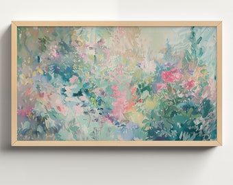 Abstract Samsung Frame TV Art, Art For Frame Tv , Spring Abstract Oil Painting , Digital Download , Pastel Abstract TV Art Spring Decor