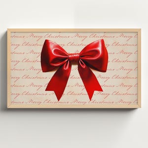 Joyeux Noël cadre TV Art, décoration d'hiver vintage noeud rouge, cadeau emballé, art traditionnel des vacances ferme coquette lettre de Noël TVX14