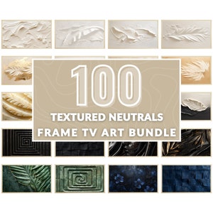 Abstracte Samsung Frame TV Art Bundle Set van 100, getextureerd neutraal olieverfschilderijkunstwerk Frametv direct downloaden