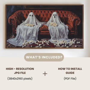 a painting of two ghost sitting on a couch