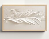 Abstract Samsung Frame TV Art, Art For Frame Tv, Spring Abstract Oil Painting, Digital Download, White Plaster Palm Leaf Abstract Art