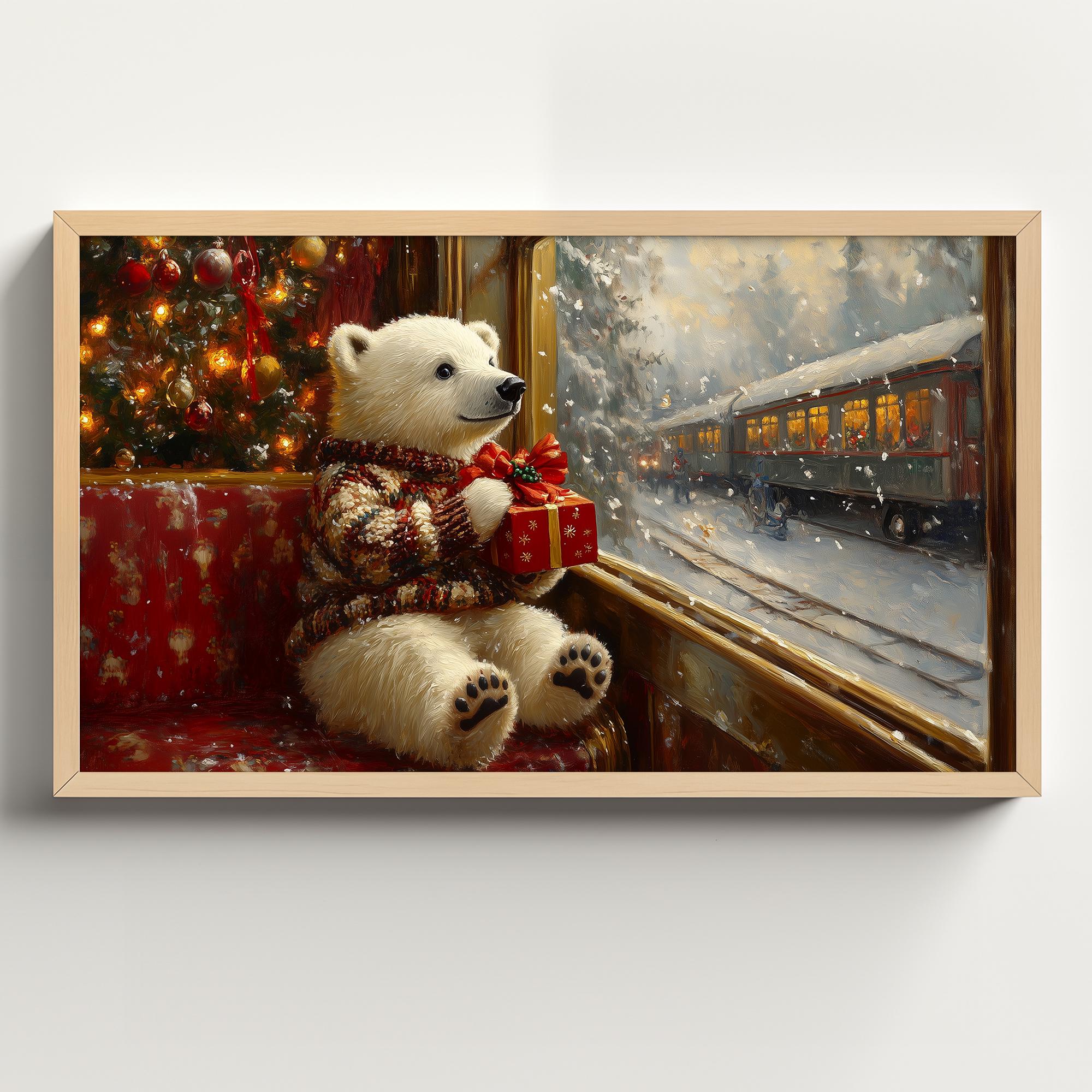 ビンテージ クリスマス フレーム テレビ アート、急行列車に乗った