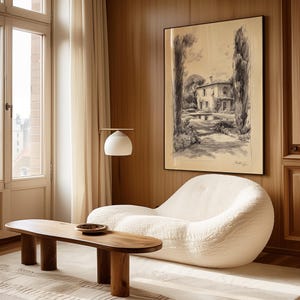 Dibujo de jardín francés vintage, impresión de boceto arquitectónico, boceto de arte mural parisino, impresión de boceto minimalista 3 de 5 Boceto vintage neutro 503