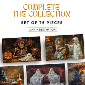a group of paintings of children in halloween costumes
