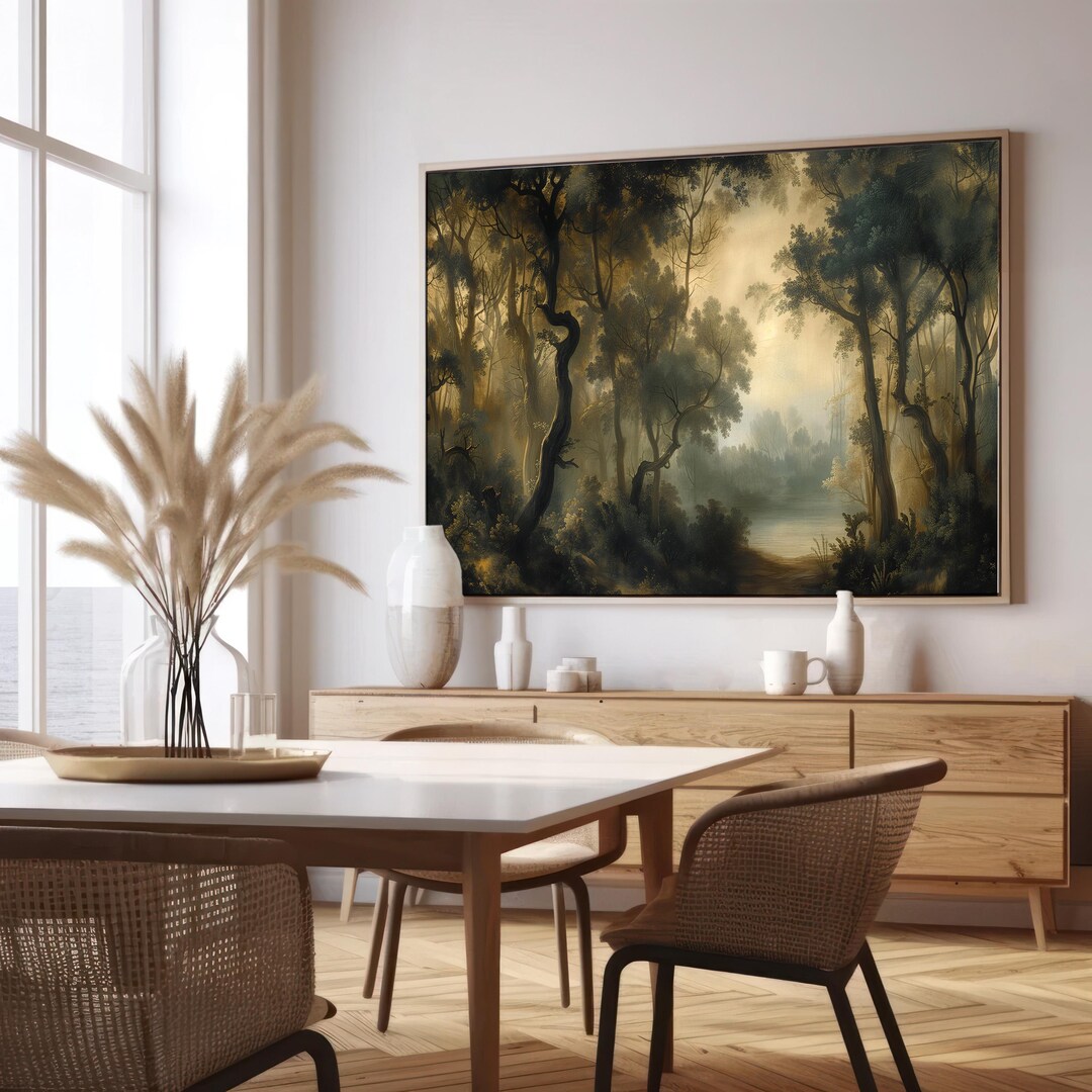 Vintage Moody Landscape Oil Painting Giclee Wall Art Print, Large Art ...