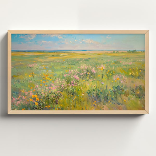 Abstract Pastel Spring Landscape Oil Painting | Art for Frame TV | Spring Landscape | Samsung Frame TV Art | Digital Download | Spring Art