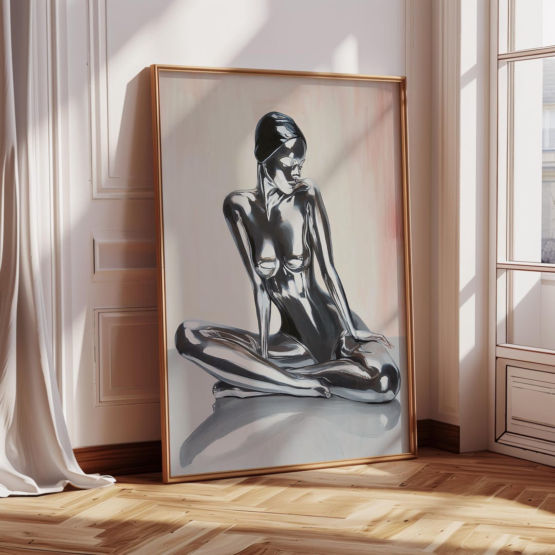Abstract Nude in Silver Frame