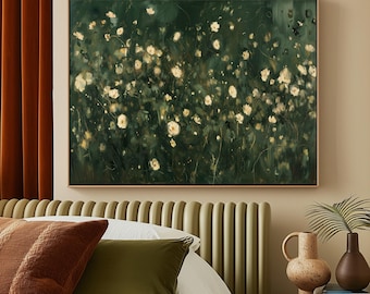 Abstract Wildflower Field Wall Art, Vintage Botanical Landscape Sign, Floral Decor, Modern Farmhouse Canvas Art, Flowers Canvas Print 80