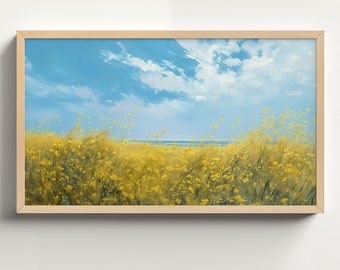 Spring Landscape, Canola Field Oil Painting, Art for Frame TV, Samsung Frame TV Art, Digital Download, Spring Art, Vintage Art