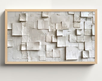 Textured White Plaster 3D Abstract Samsung Frame TV Art, Wabi Sabi Oil Painting Digital Download