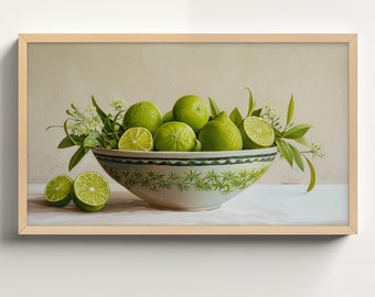 Samsung Frame TV Art | Limes Still Life DIGITAL Download Painting | Farmhouse Antique Art