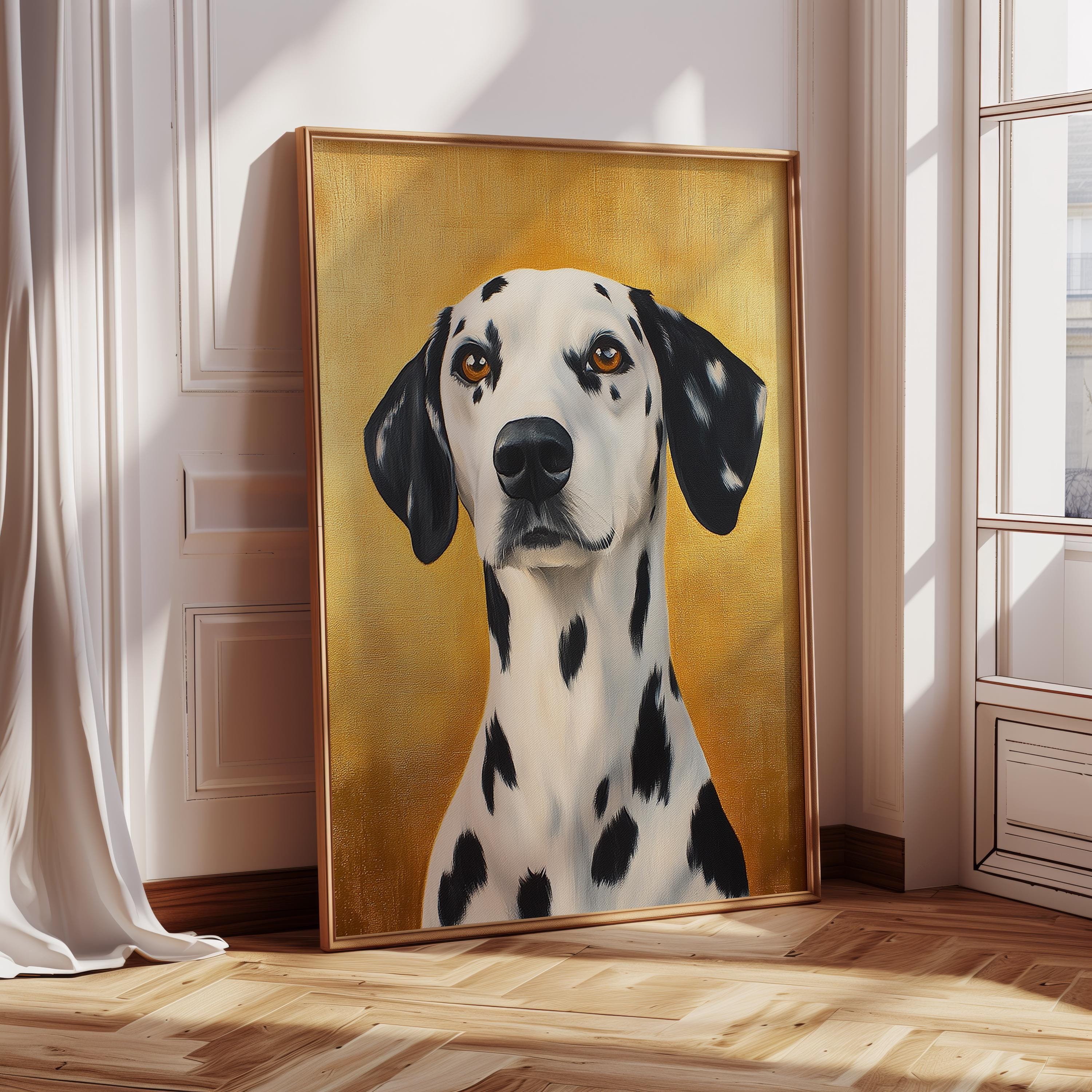 ビンテージ犬と金魚のアート Gold Antique Dog Art, Vintage Dalmatian Dog Wall Art, Mid Century