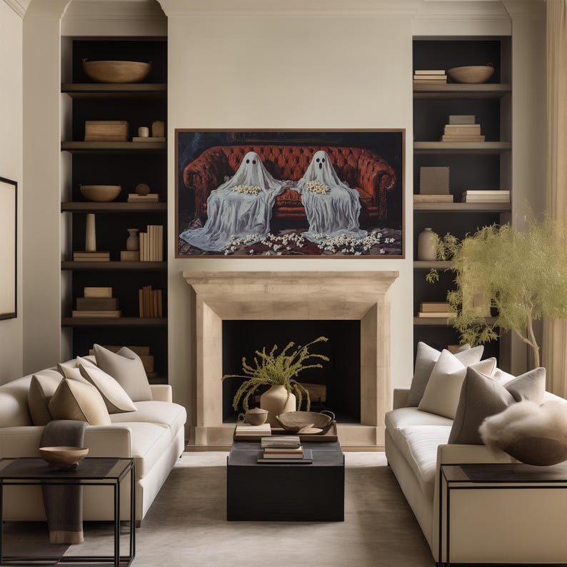 a living room filled with furniture and a fire place