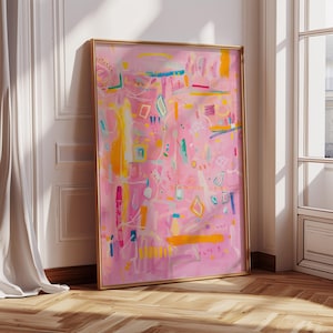 Abstract Giclee Wall Art, Pastel Abstract Art, Mid Century Modern Original Art Print, Large Oil Painting Oversize  Abstract Art 478