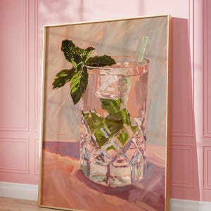 Cuadro de Moscow Mule, arte mural con carrito de bar, decoración con impresión de bebidas alcohólicas para el hogar y la cocina, póster de cócteles modernos CA966