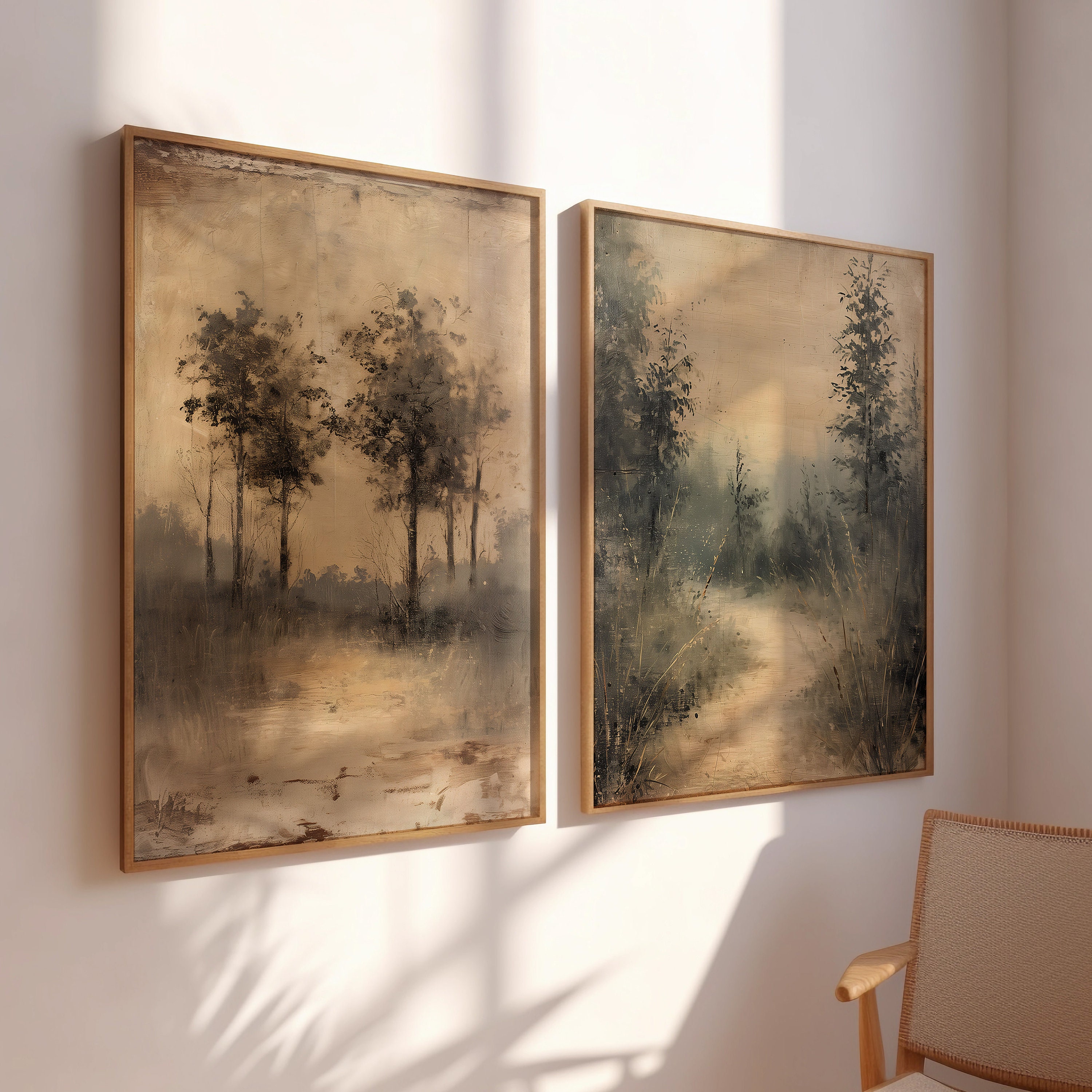 Vintage Landscape Painting Set of 2 Piece Wall Art Large Prints ...