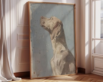 Vintage Dog Sketch (2 of 2), Dog Wall Art, Mid Century Modern Original Art Print, Large Oil Painting Oversize  Giclee Dog Painting 346
