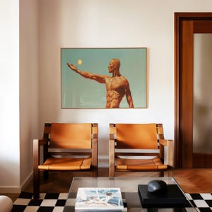 Gespierd mannelijk kunstwerk, abstract expressionisme Art Print, portret jongeman, getextureerd olieverfschilderij, groot canvas muurdecor Lush House 769