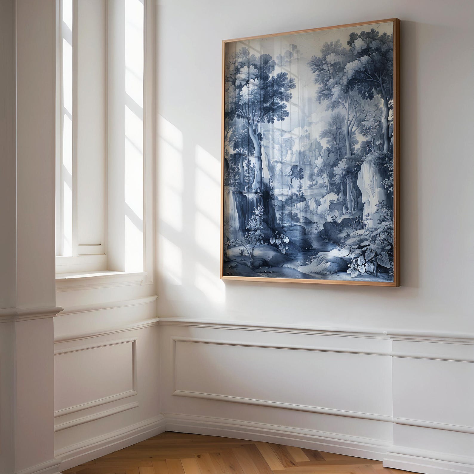 Vintage Blue Chinoiserie Painting Set (1 of 3), Vintage Art Print ...