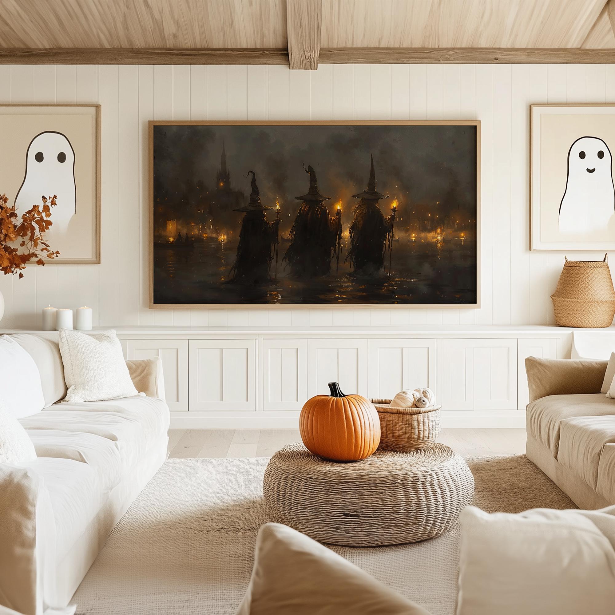 Halloween frame tv-kunst, spookachtige heksen tovenaarsschool kasteel  olieverfschilderij, heks decor, heks screensaver Samsung digitale download  TV953 - Etsy België, image size:2000x2000