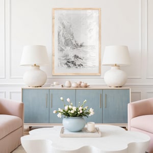 Coastal Sketch Art Print: Mid-Century Modern Nautical Wall Art