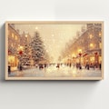 Neutral Christmas Frame TV Art, Gold Xmas Tree Festive Market, Present Shopping, Snowy City, Winter Holiday Samsung Digital Download TVX40