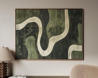 Sage Green Abstract Fine Art Wall Art Print, Neutral Painting Giclée Art, Geometric Art Mid Century Modern Art Minimalist Decor 100