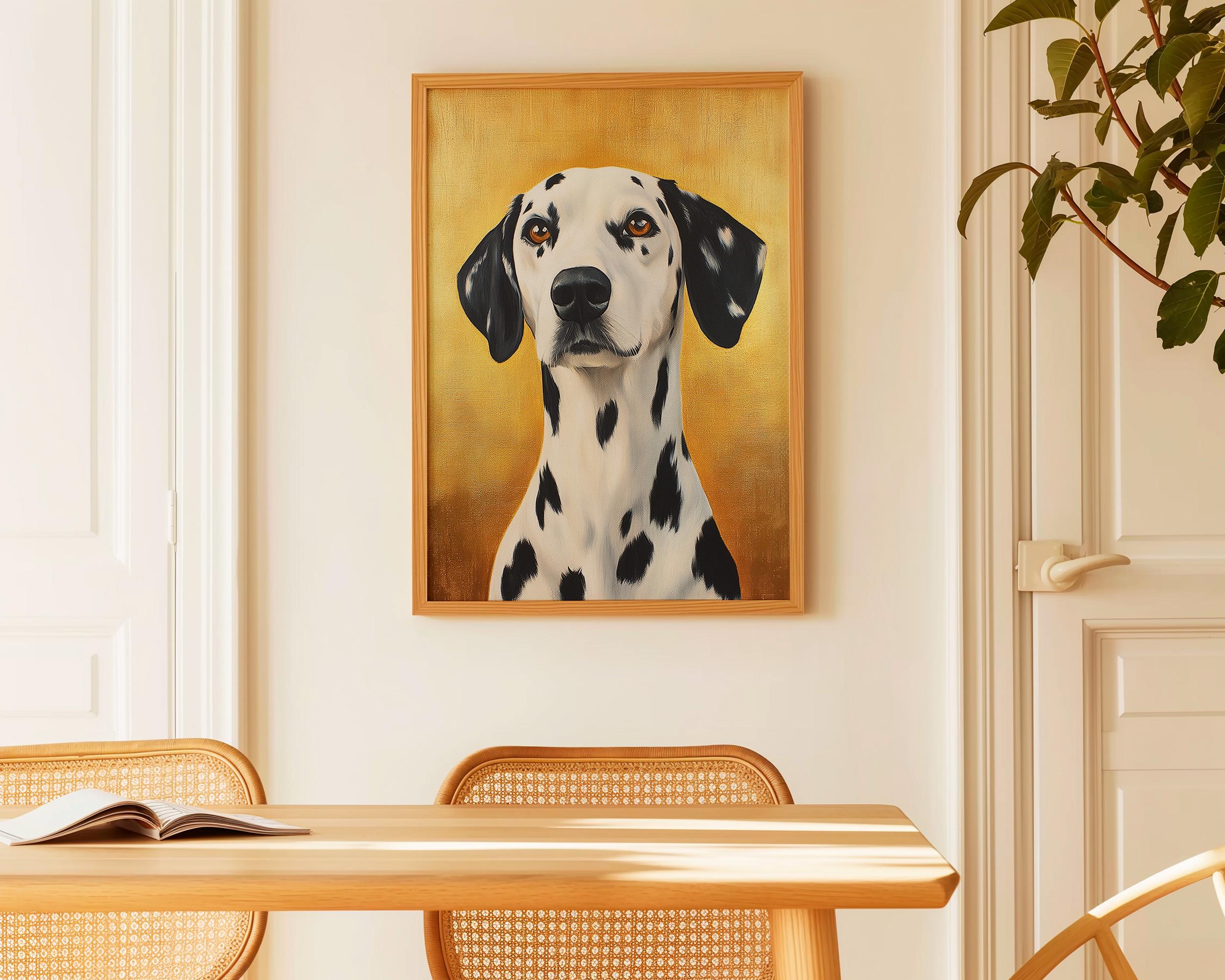 Gold Antique Dog Art, Vintage Dalmatian Dog Wall Art, Mid Century
