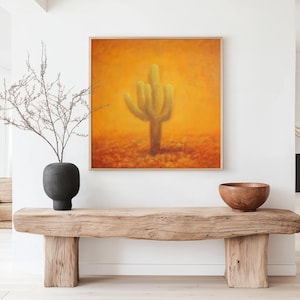 Desert Cactus Wall Art, Western Landscape Oil Painting Print, California Wall Art, Cowboy Decor, Joshua Tree Texas Rodeo Large Wall Art 1142