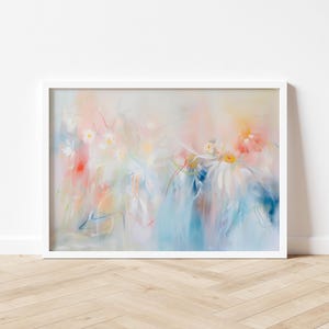 Pastel Abstract Floral Art Print, Soft Dreamy Wall Decor, Modern Impressionist Flower Painting for Bedroom or Living Room 581