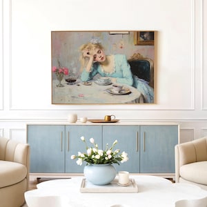 Ragazza che fuma opere d'arte antiche, Alice cresciuta, pittura a olio con ritratto di donna vintage, stampa artistica da parete con sigaretta vintage CA762