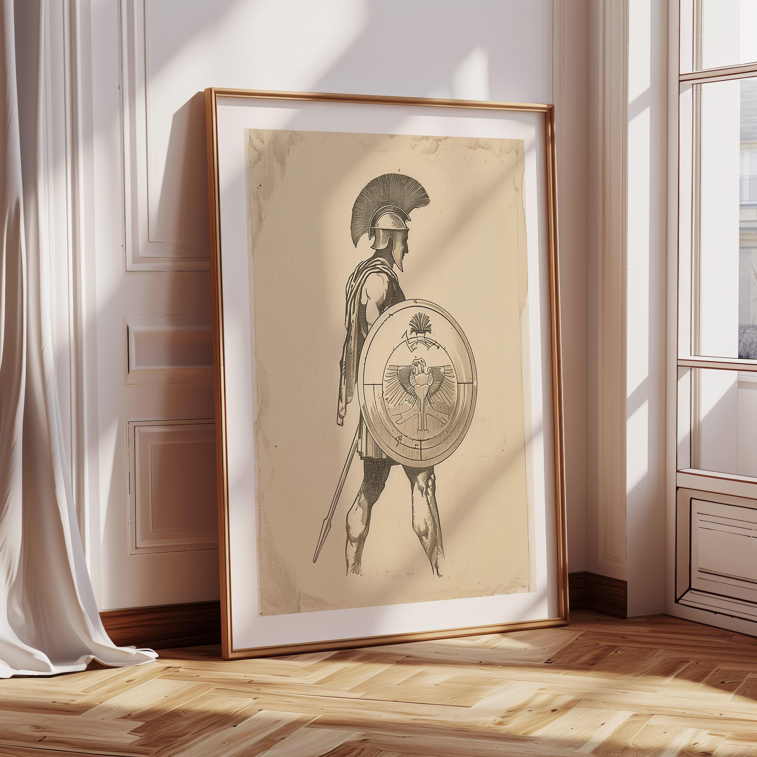 Roman Soldier Sketch Figure Art, Vintage Sketch Art, Roman Wall Art, Vintage Drawing, Rustic Sketch Print, Classical Rome Portrait 4/4 430