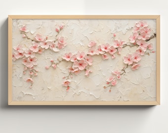 Abstract Samsung Frame TV Art, Art For Frame Tv, Spring Abstract Oil Painting, Digital Download, Cherry Blossom Abstract Art