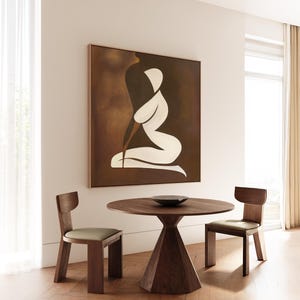 Dipinto a olio di figura femminile, ritratto di donna marrone astratto, decorazione da parete per yoga e fitness, stampe artistiche di figure femminili, figurativo