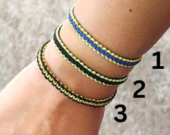 Water-resistant Surfer Bracelet, Two Tone Macrame Friendship Bracelet, Adjustable Cord, Unisex Couple Bracelet, Minimalist Boho Jewelry