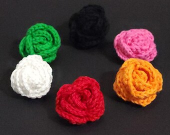 Crochet Rose Appliqué, 100% Cotton Mini Flower, DIY Craft Supplies, Jewelry Making Decor, Hair Clip Embellishment, Scrapbooking Flower