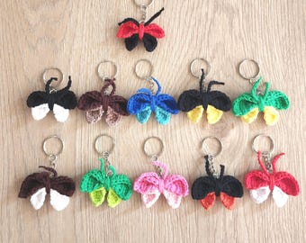 Handmade Crochet Butterfly Keychain | 100% Cotton Amigurumi Bag Charm | Colorful Butterfly Keyring | Cute Accessory Gift for Her