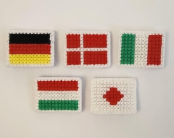 Custom Country Flag Pin, Hand Stitched Mini Cotton Flag Brooch, Germany Denmark Italy Hungary Japan Bag Patch Gift