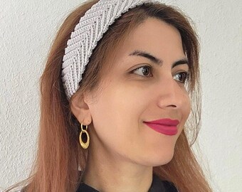 Handmade Adjustable Crochet Headband, Textured Tie Headband, Boho Hair Accessory, Soft Headband Gift for Her