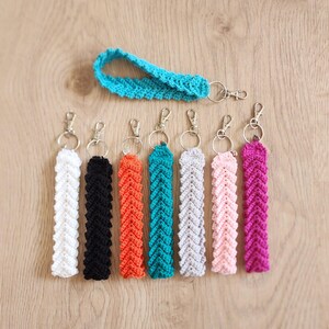 Chaveiro de pulso em crochê boho, cordão de algodão feito à mão, chaveiro prático para chaves de carro e casa, argola de chaveiro 100% algodão, presente minimalista