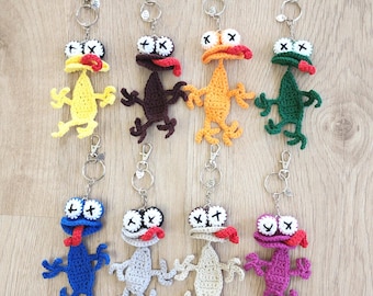 Funny Crochet Ziggy Keychain, Amigurumi Monster Bag Charm, Handmade Cotton Keyring, Cute Backpack Accessory, Small Gift for Kids & Teens