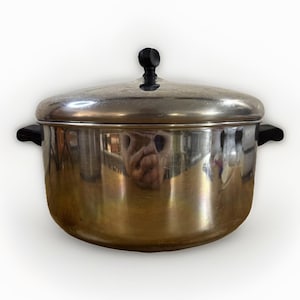 Vintage 6 QT Farberware Aluminum Clad Stainless Steel Stock Pot with Lid